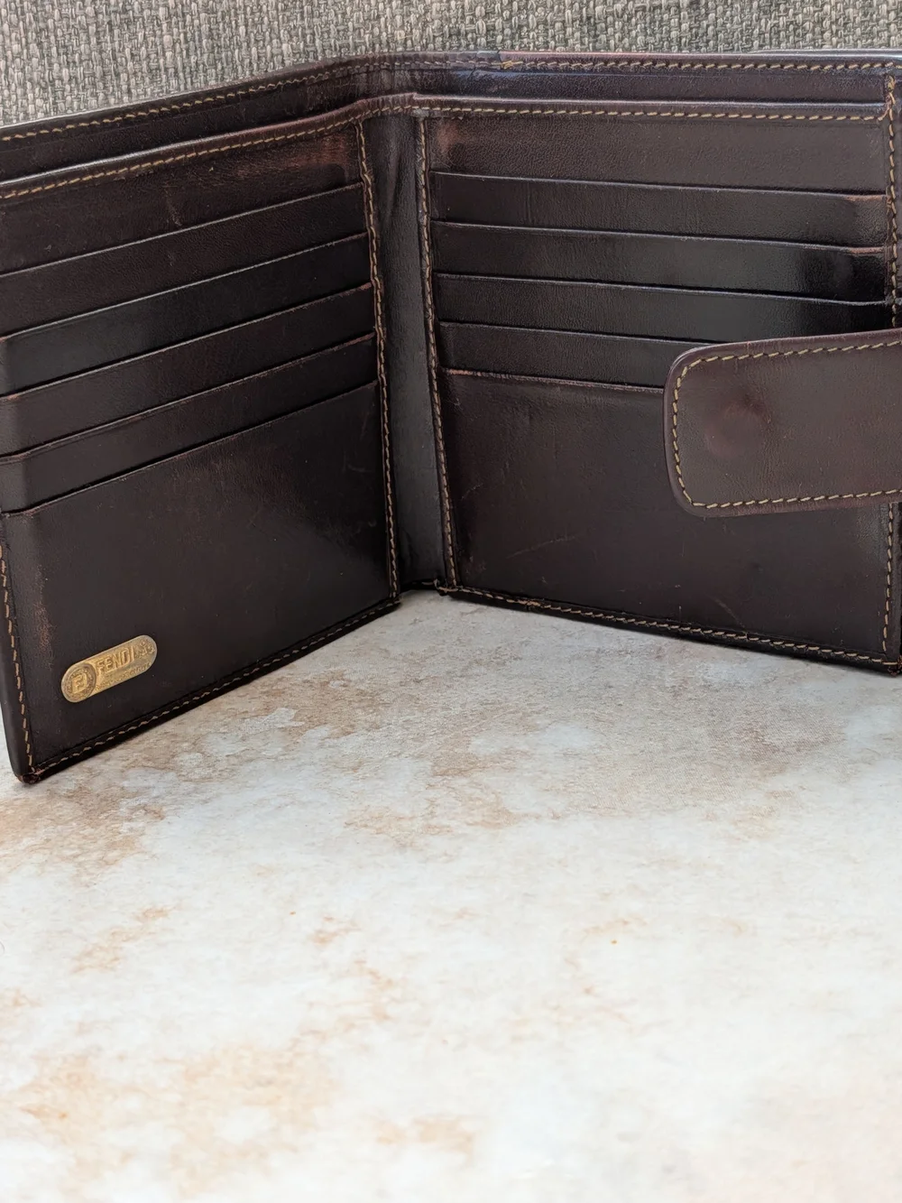 Fendi Zucca Brown Canvas Compact Wallet w COA EUC